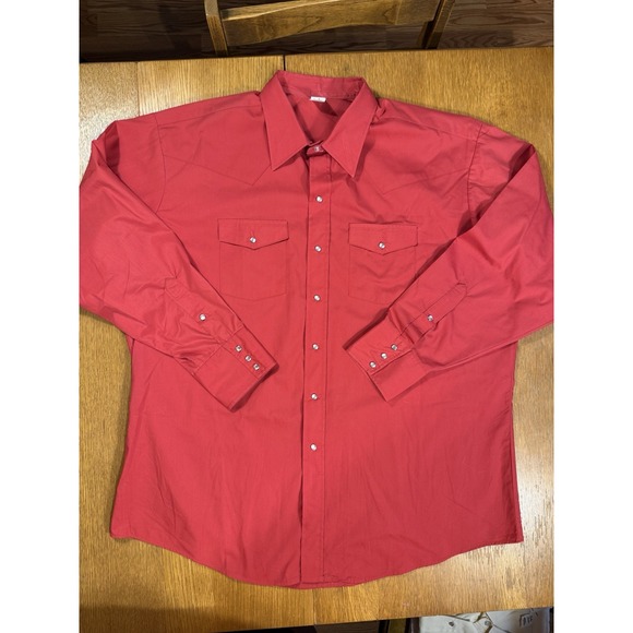 Malco Modes Vintage Western Pearl Snap Shirt Red XXL Tall USA Rodeo Cowboy - Picture 2 of 7